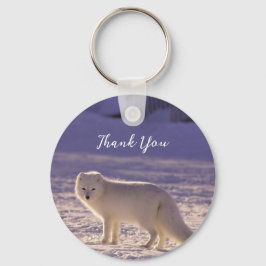 Chaveiro Fotografia de inverno com Raposa Árctica Branca Cu