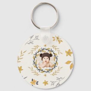 Chaveiro Fotografia Floral de Veado Amarelo Creme no Natal