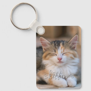 Chaveiro Fotos Verticais de Gatos com Nome Curly Fofo