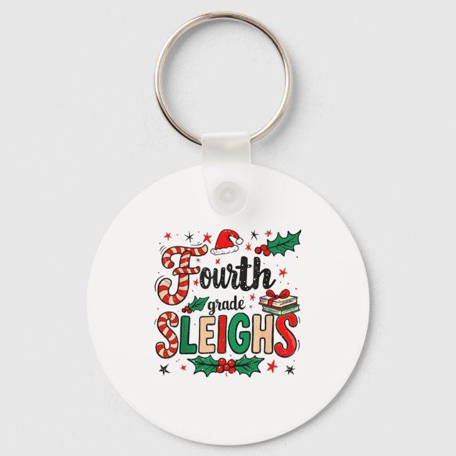 Chaveiro Fourth Grade Sleighs Funny Christmas Teacher  (Frente)