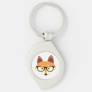 Chaveiro Fox bonito do hipster com vidros