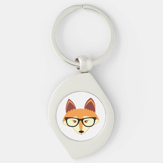 Chaveiro Fox bonito do hipster com vidros (Frente)