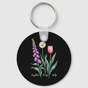 Chaveiro Foxglove Daisy Tulip Flower Design Floral Girl Mãe