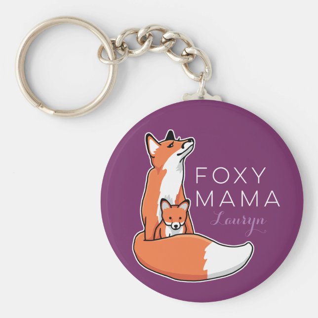 Chaveiro Foxy Fox Mama com Bebê, Personalizada (Frente)