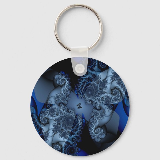 Chaveiro fractal da borboleta azul-sonho (Frente)