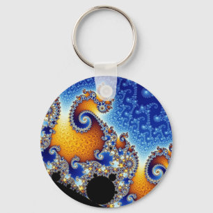 Chaveiro Fractal espiral dobro azul de Mandelbrot