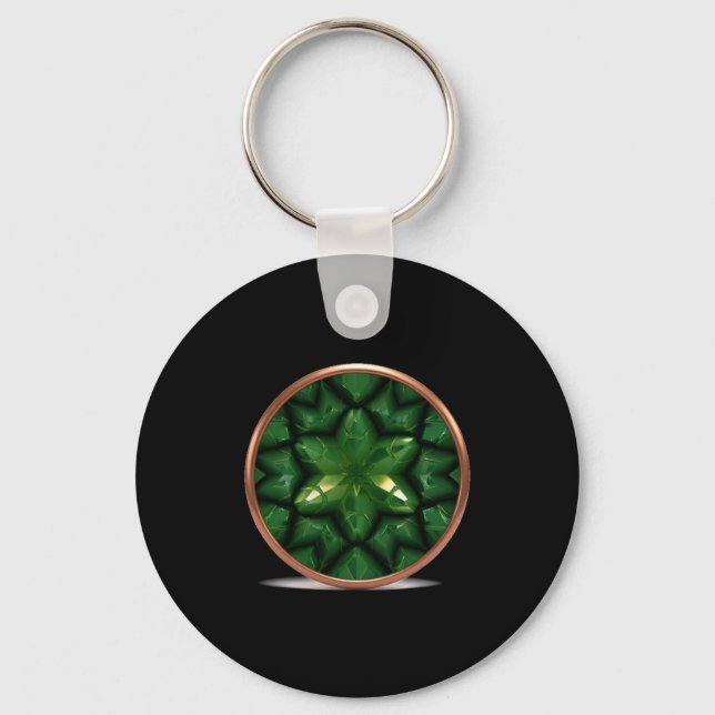 Chaveiro Fractal Estrela Pontiaguda Verde Com Moldura de Co (Frente)