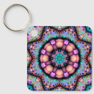 Chaveiro Fractal Mandala Floral Psicodélico