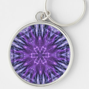 Chaveiro Fractal roxo do floco de neve