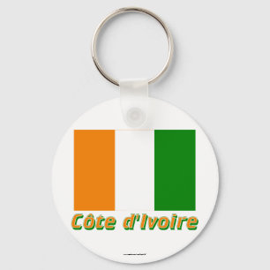 Chaveiro Français de Drapeau Côte d'Ivoire avec le nom en