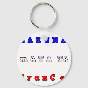 Chaveiro fRANCE HAKUNA MATATA AZUL VERMELHO CORES BRANCAS D