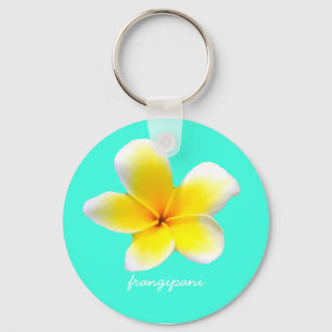 Chaveiro frangipani de plumeria branca havaiana