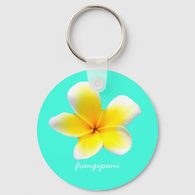 Chaveiro frangipani de plumeria branca havaiana (Frente)