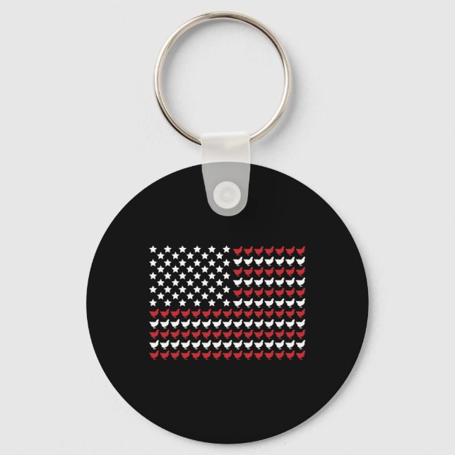 Chaveiro Frango 4 de Julho Impressão de Pata Bandeira Ameri (Frente)