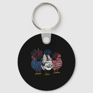 Chaveiro Frango Americano Animais Engraçado 4 de Julho Fogo