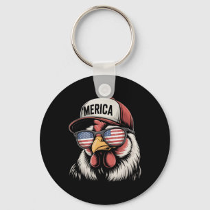 Chaveiro Frango Americano Bandeira EUA Fazendeiro Engraçado