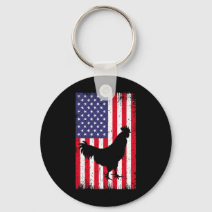 Chaveiro Frango da Bandeira Americana Animal de Fazenda Ran