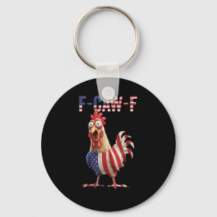 Chaveiro Frango F-Caw-F Engraçado Bandeira dos EUA F-Caw-F