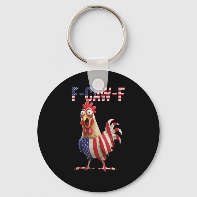 Chaveiro Frango F-Caw-F Engraçado Bandeira dos EUA F-Caw-F  (Frente)