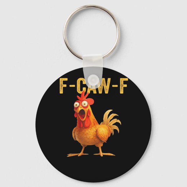 Chaveiro Frango F-Caw-F Engraçado Criativo Casual (Frente)
