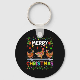 Chaveiro Frango Feliz Natal Luzes Chapéu do Papai Noel Engr