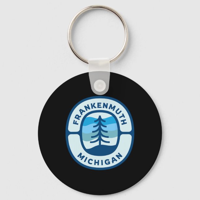 Chaveiro Frankenmuth Michigan Mi Retro Winter Forest Souven (Frente)