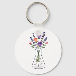 Chaveiro Frasco de Química Botânica com Lavanda e Rosa A