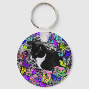 Chaveiro Freckles nas borboletas II - gato do smoking