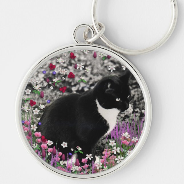 Chaveiro Freckles nas flores II - gato do gatinho do (Frente)