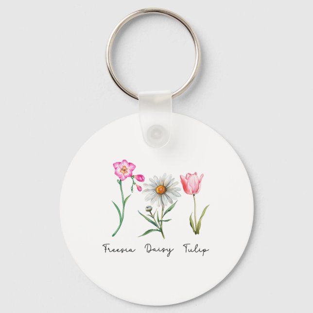 Chaveiro Freesia Daisy Tulip Flor Subtil Haste Nature Resi (Frente)