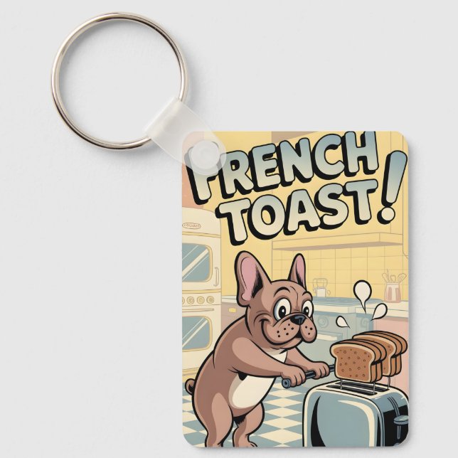 Chaveiro French Bulldog Breakfast Cartoon Art (Frente)