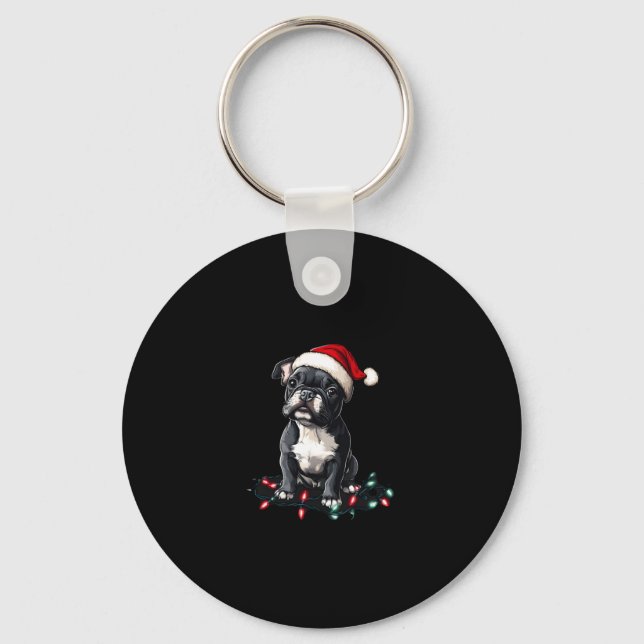 Chaveiro French Bulldog Christmas Lights Xmas Dogs Gifts Me (Frente)
