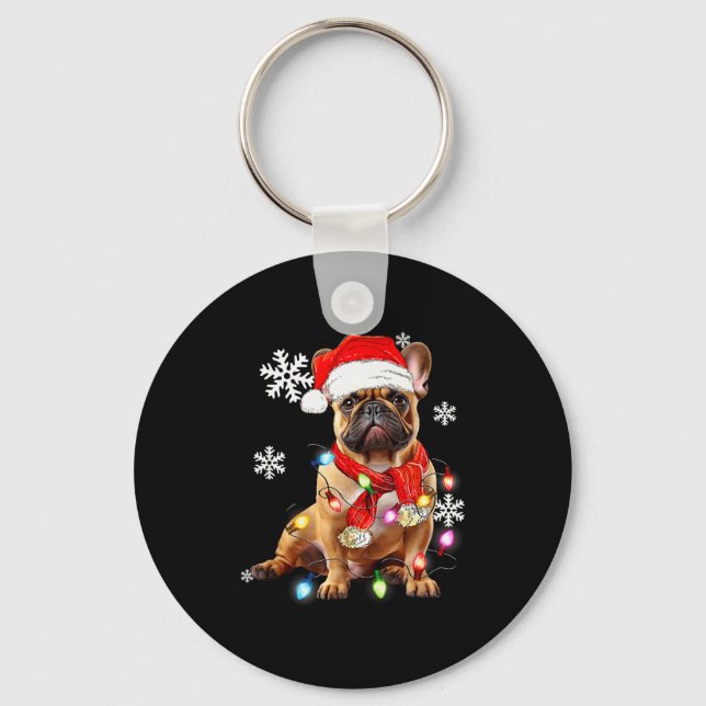 Chaveiro French Bulldog Dog Christmas Light Pajama Pet Xmas (Frente)