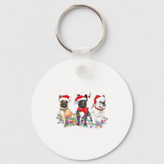 Chaveiro French Bulldog Dog Christmas Lights Cute Pet Match (Frente)