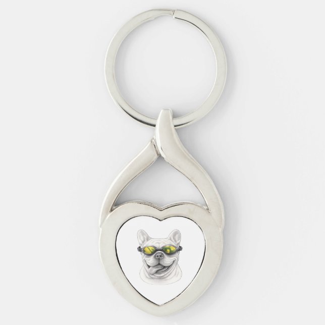 Chaveiro French Bulldog Heart Keychain  (Frente)