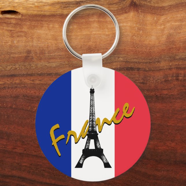 Chaveiro French flag & Eiffel Tower - France / Love sports (Frente)
