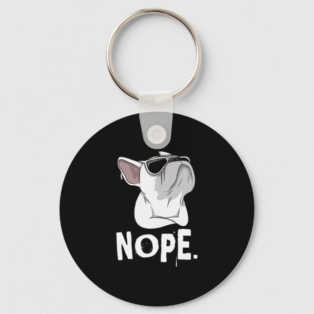 Chaveiro Frenchie Bulldog Francês Branco  (Frente)