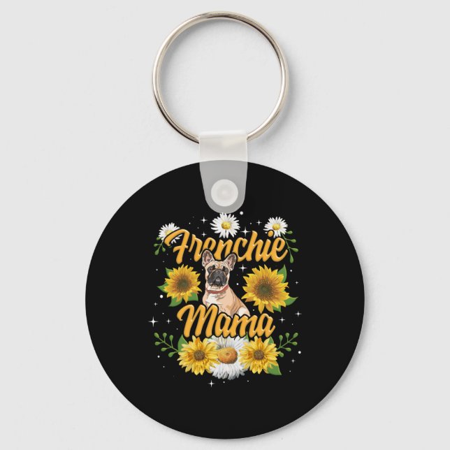 Chaveiro Frenchie Mama French Buldog Dog Sunflower (Frente)