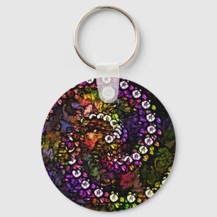 Chaveiro Frente roxo Psicodélico Arco-Íris Espiral Trippy