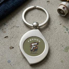 Chaveiro Fresco da Parede: Monograma de Grafite Ousado "F"