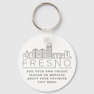 Chaveiro Fresno, Califórnia Estilizou Skyline  Slogan Perso