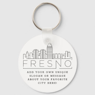 Chaveiro Fresno, Califórnia Estilizou Skyline  Slogan Perso
