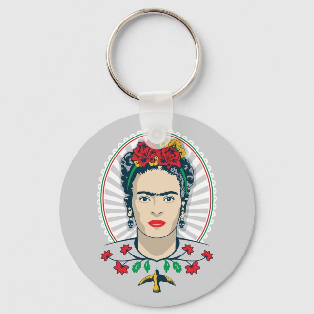 Chaveiro Frida Kahlo | Vintage Floral (Frente)