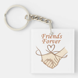 Chaveiro Friends Forever Holding Hands Square Keychain
