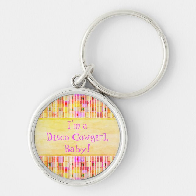 Chaveiro Fringe de Cowgirl amarela e rosa (Frente)