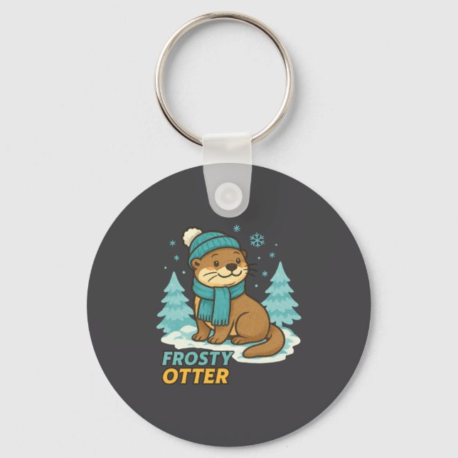 Chaveiro Frosty Otter Winter Charm Art Long Sleeve  (Frente)