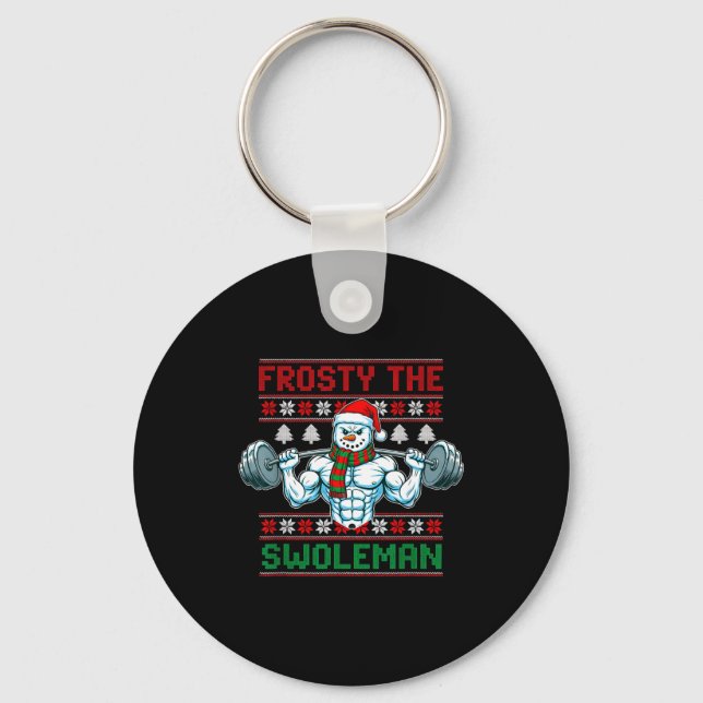 Chaveiro Frosty The Swoleman Ugly Christmas Sweater Funny S (Frente)