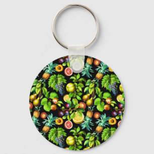 Chaveiro Fruits Pattern On Black Background
