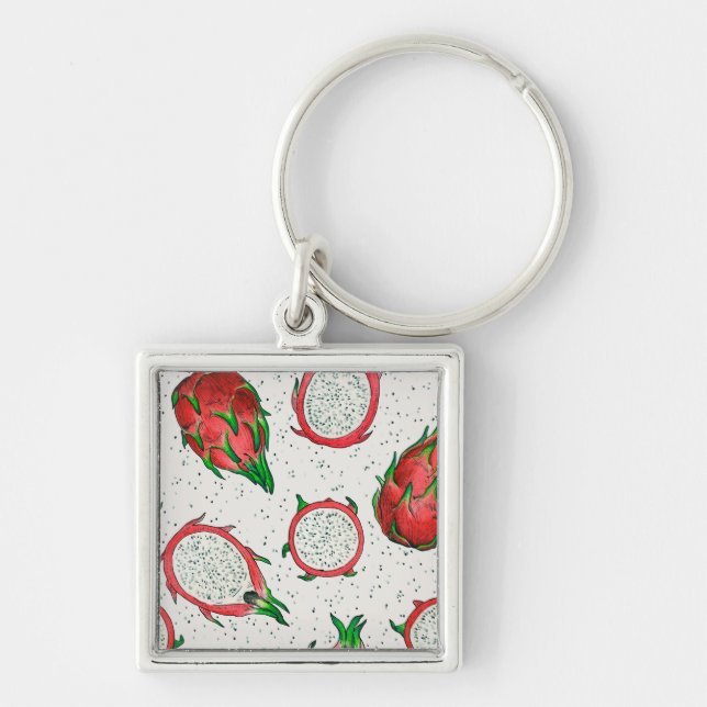 Chaveiro Fruta do dragão vermelho em branco (Frente)