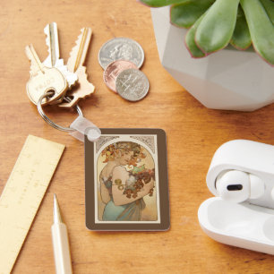 Chaveiro Fruta por Alphonse Mucha, Arte Novo Vintage